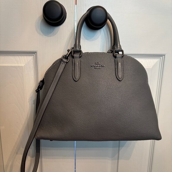 Coach Pebbled Leather Quinn Satchel – Grey Structured Handbag - Picture 16 of 17